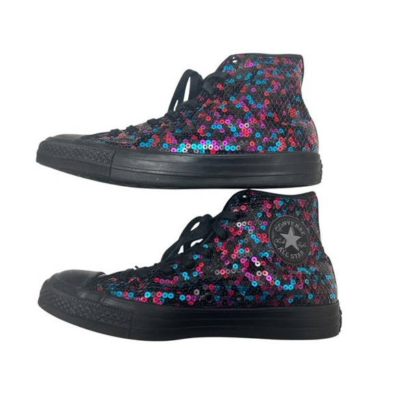 Converse CTAS Sneakers Women 10.5 Colorful Sequins Bling High Athletic 562443C - Picture 7 of 9